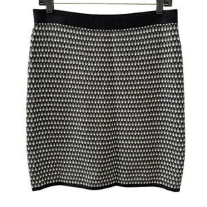 Willi Smith Stretch Knit Straight Black Gray‎ Diamond Print Skirt
